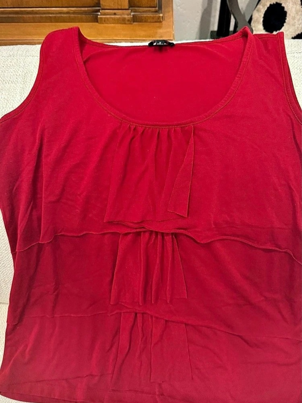 Talbots Tiered Ruffle Front Sleeveless Top Red XL